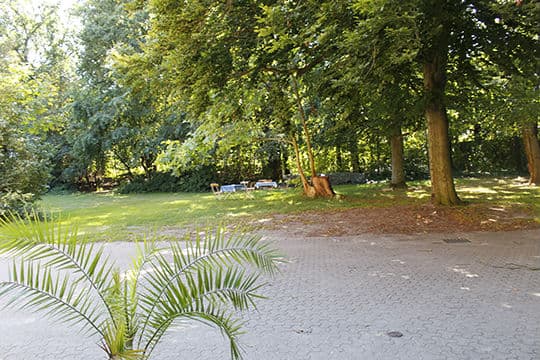 Park- und Außenbereich am Gästehaus mit viel Platz im Grünen